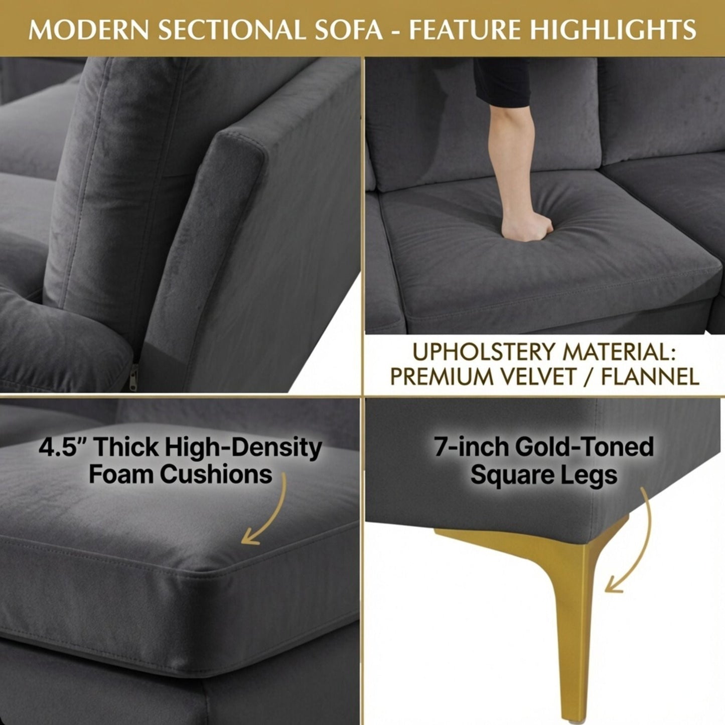 U - Shaped Sectional Sofa With Double Chaise Home Essentials