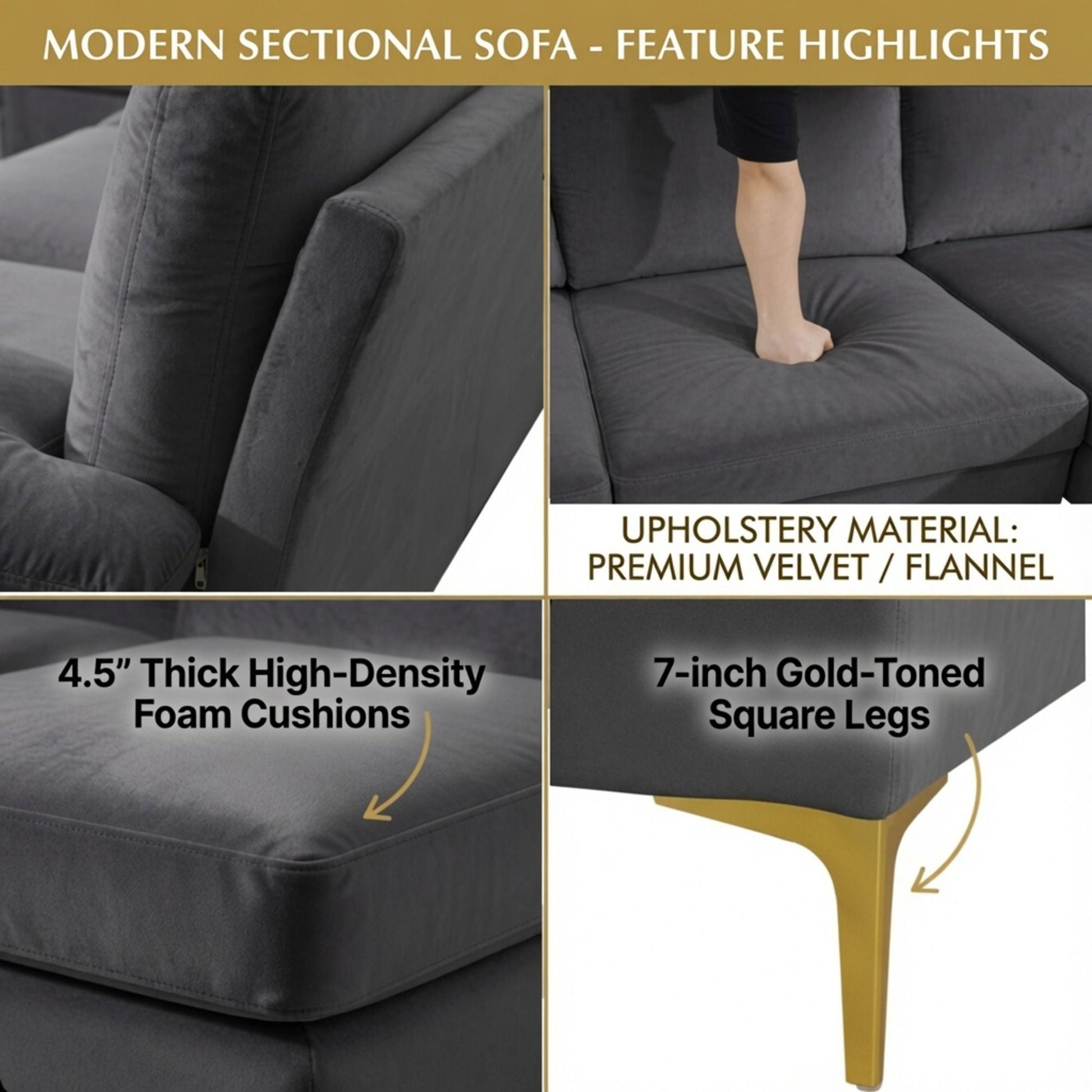 U - Shaped Sectional Sofa With Double Chaise Home Essentials