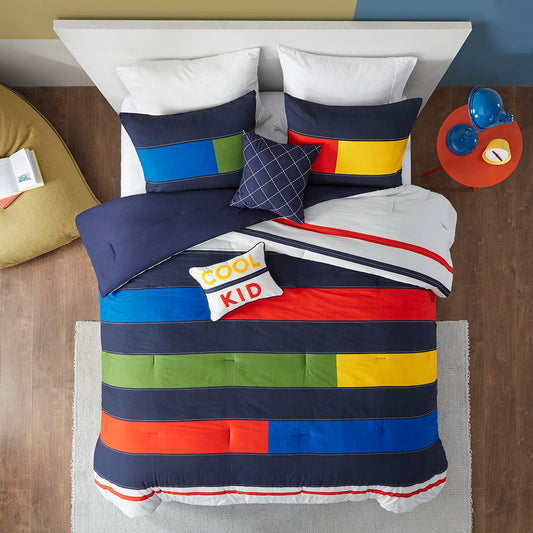 Morris - Twin Stripe Printed Comforter Set - Multi Urban Habitat Kids