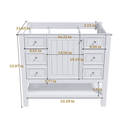 36" Bathroom Vanity With 1 Cabinet And 3 Drawers 1, Storage Solution - White Home Essentials