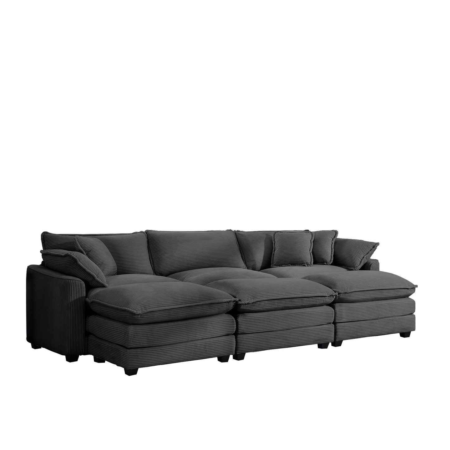 Modern Oversized Modular Cushion Sofa With Ottoman, Low Back, Deep Seating Sofa Set Home Essentials