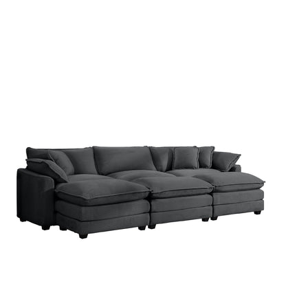 Modern Oversized Modular Cushion Sofa With Ottoman, Low Back, Deep Seating Sofa Set Home Essentials