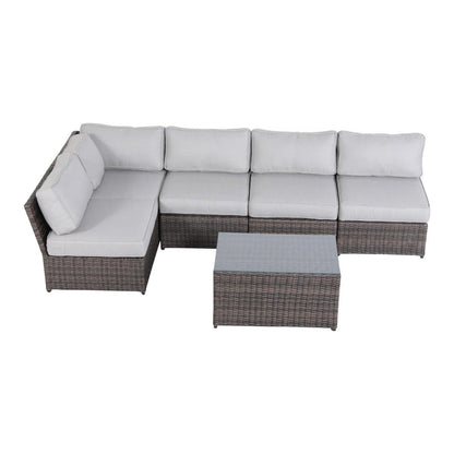 Comfortable Modern Patio Rattan Sectional Set With Cushions LSI Patio Furniture