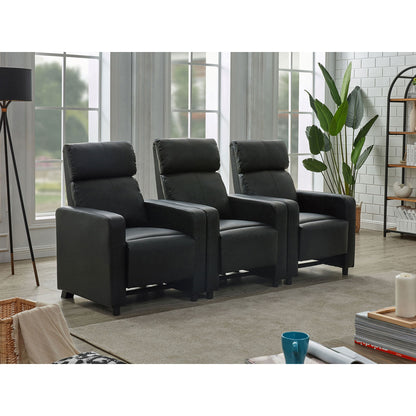 Warren - 3 Seater Reclining Home Theater - Black Furniture Max