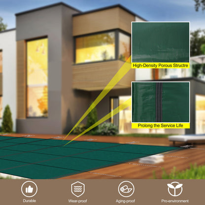 Inground Rectangle Winter Safety Pool Cover, Solid Safety Daily Nest