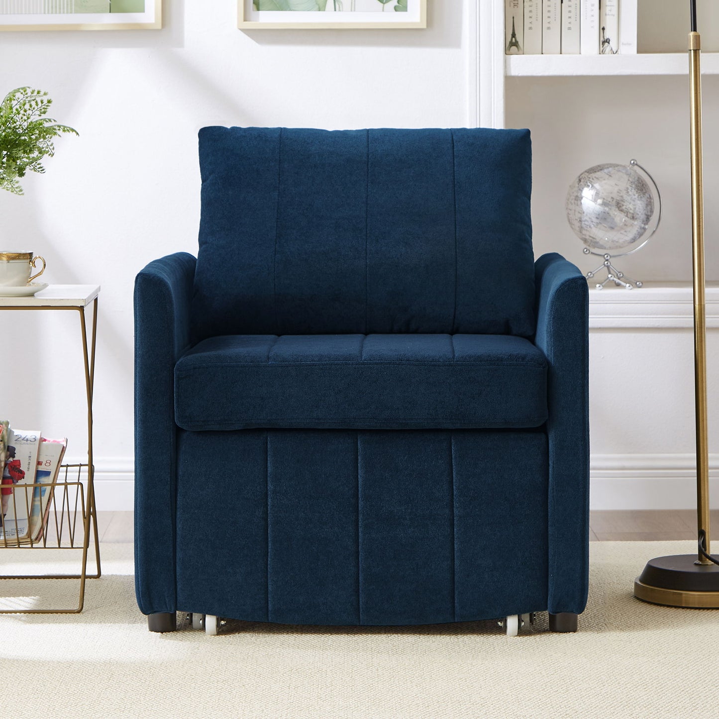 Upholstered Convertible Sleeper Sofa With 5 Position Backrest, Side Pockets, Storage Hearth and Haven