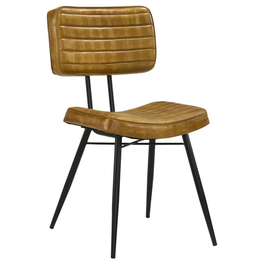 Misty - Leather Upholstered Dining Side Chair (Set of 2) - Camel CoasterEssence