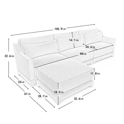 Stylish Sofa With Ottoman And Lumbar Pillows, Ergonomic Design Home Essentials