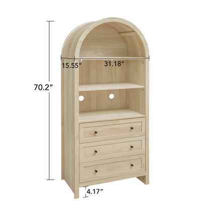 Arched Kitchen Pantry, Modern Farmhouse Wood Kitchen Storage Cabinets, Arched Storage Display Cabinet With Adjustable Shelves, Versatile Cupboard For Kitchen, Dining Room, Living Room - Natural Home Essentials