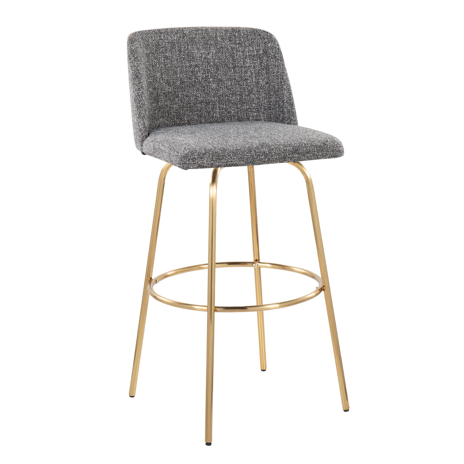 Toriano - Contemporary Fixed Height Barstool With Swivel With Round Footrest (Set of 2) Lumi Source