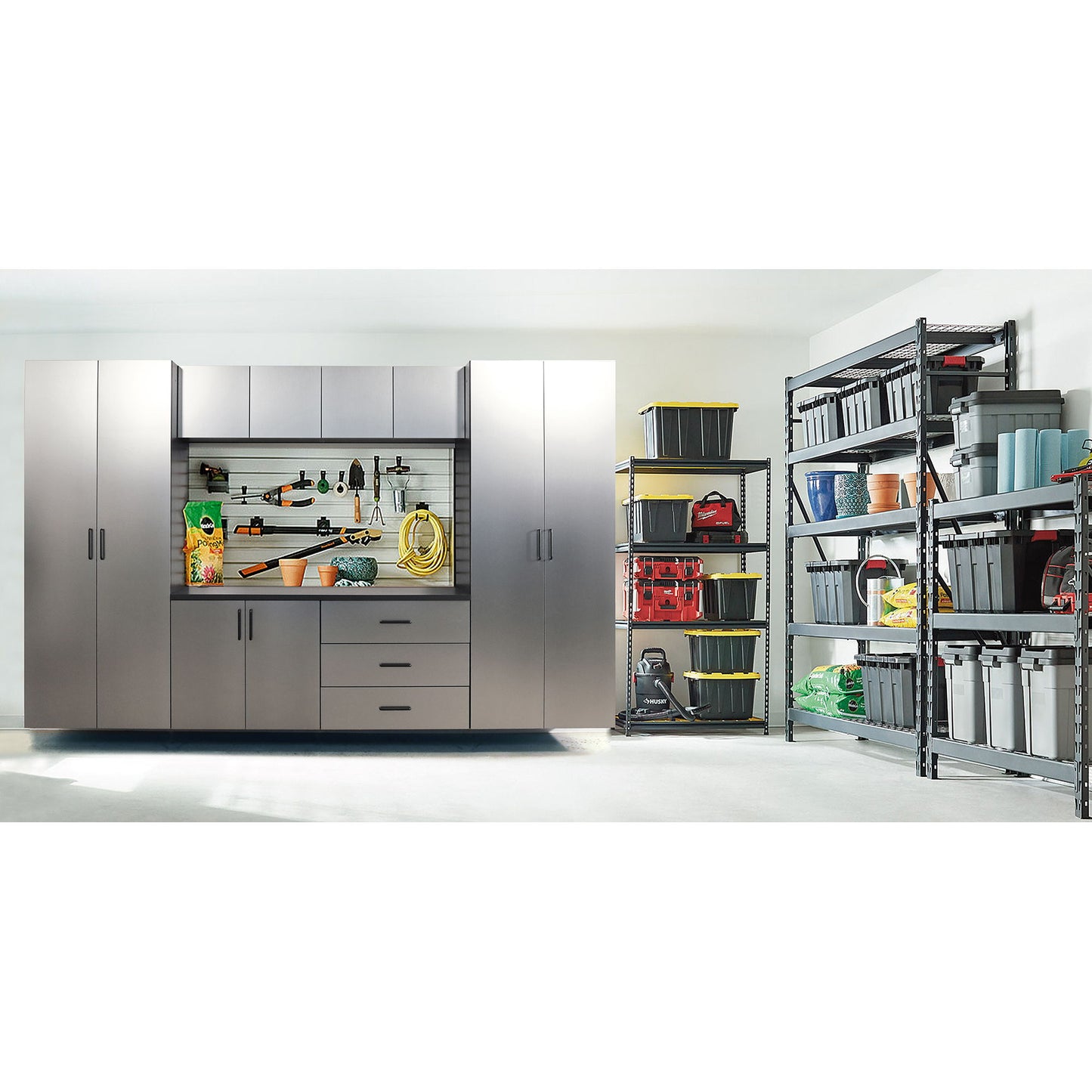 Astro Series - Metal Wall Mounted Base Drawer Storage Cabinet With Soft Closing Features - Metallic Gray Daily Nest