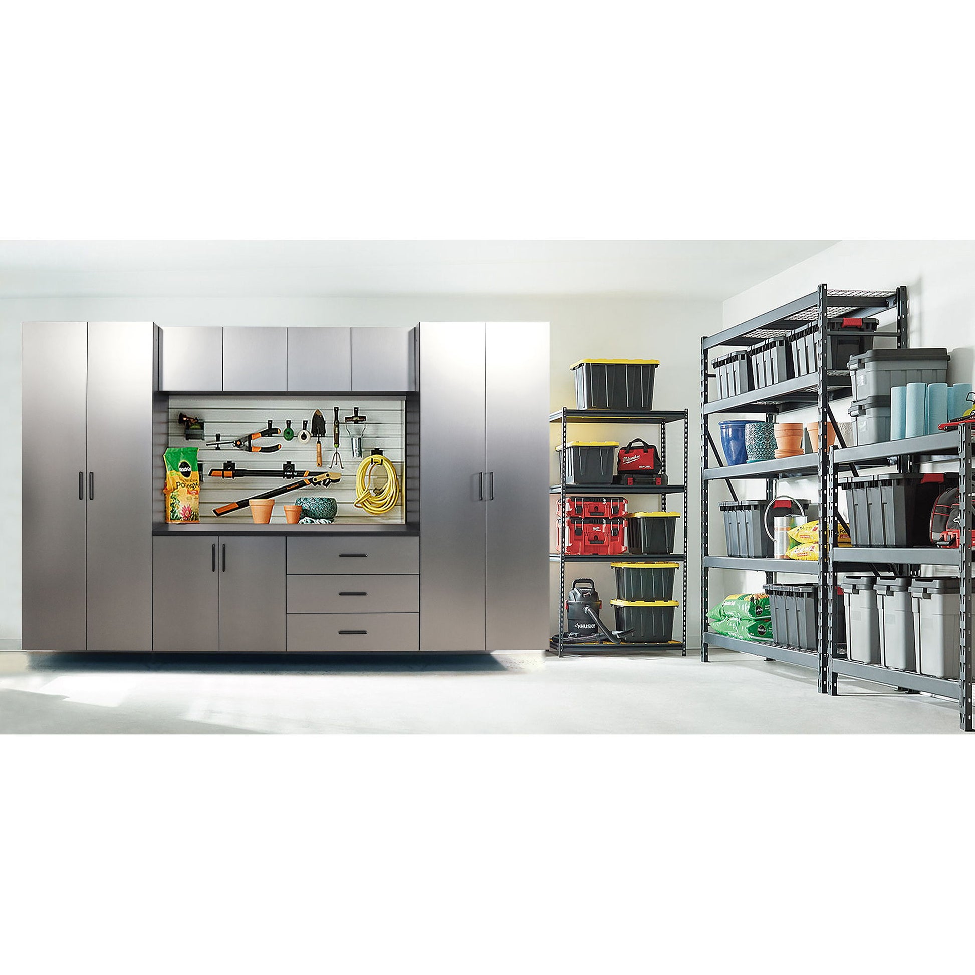 Astro Series - Metal Wall Mounted Base Drawer Storage Cabinet With Soft Closing Features - Metallic Gray Daily Nest