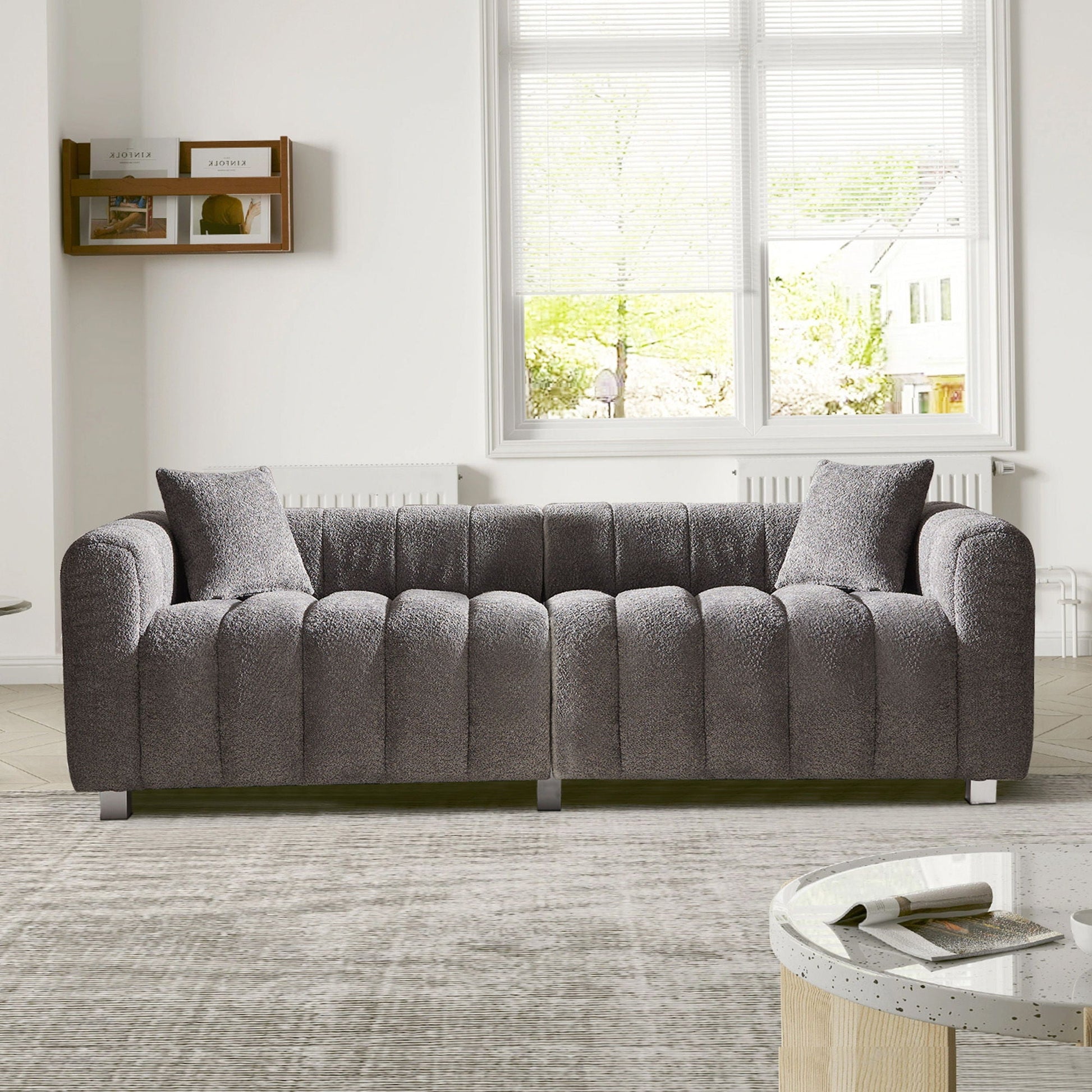 Modern 3 Seater Sofa With 2 Pillows Home Essentials