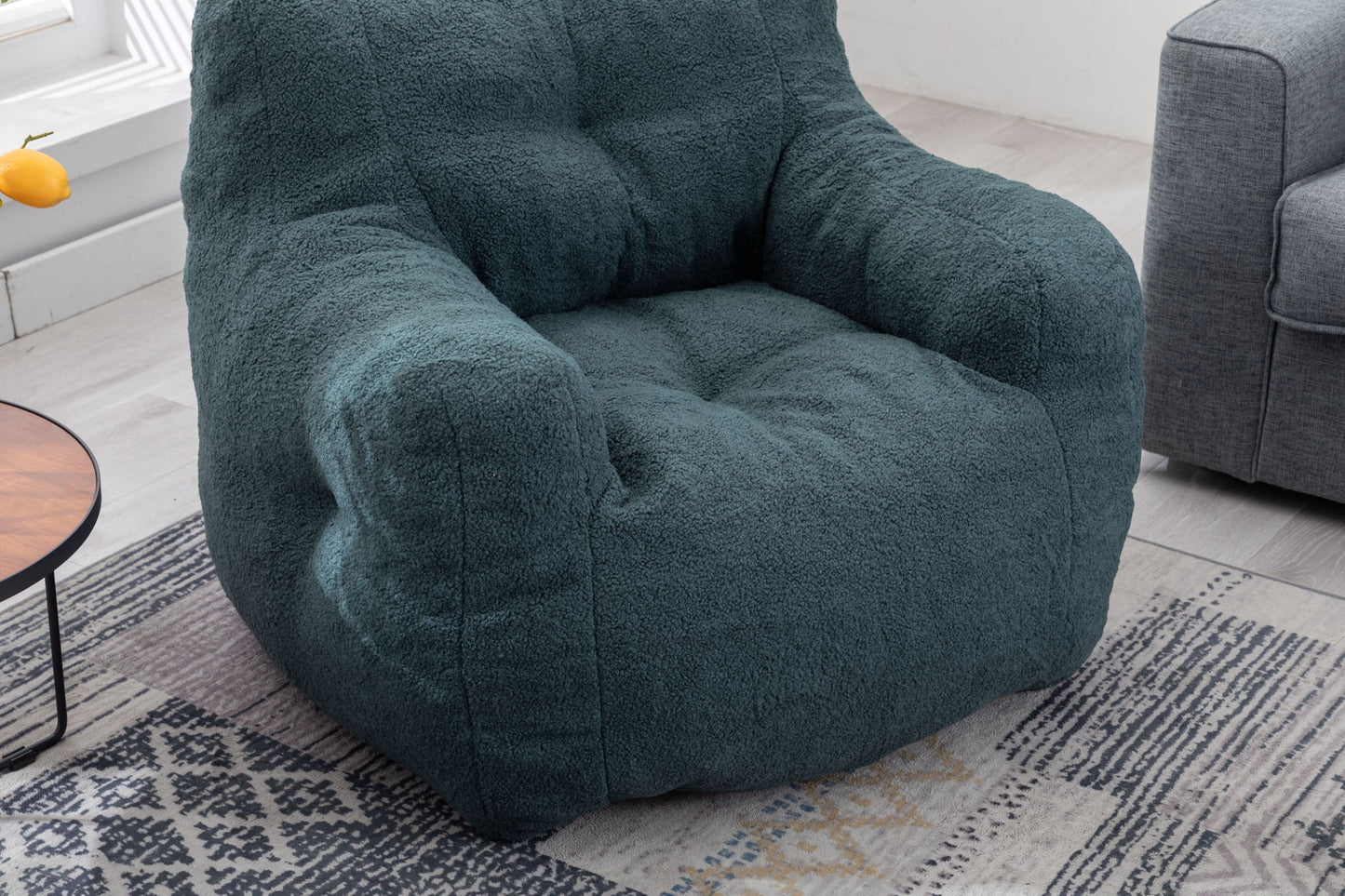 Soft Teddy Fabric Tufted Foam Bean Bag Chair With Teddy Fabric Home Essentials