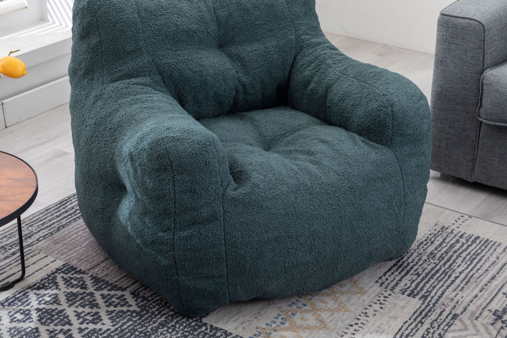 Soft Teddy Fabric Tufted Foam Bean Bag Chair With Teddy Fabric Home Essentials