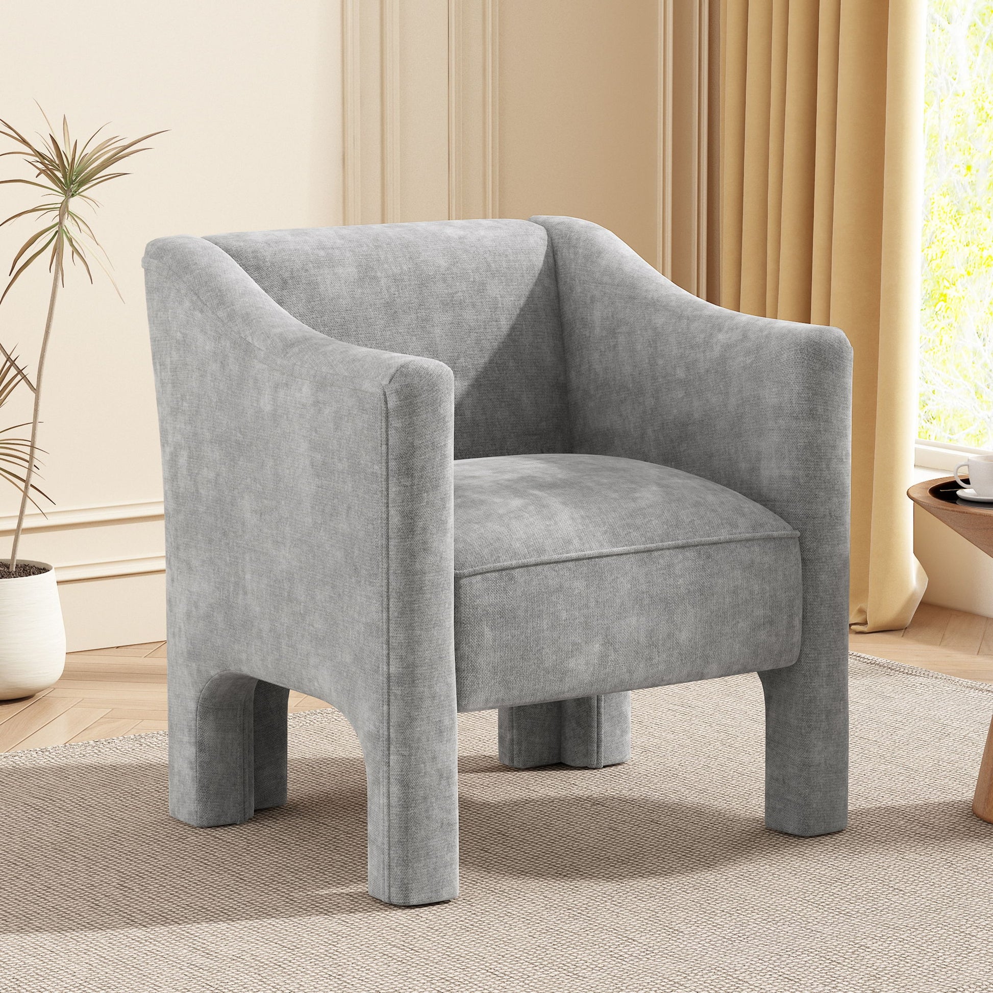 Barrel Accent Chair With Enclosed Arms Noble House