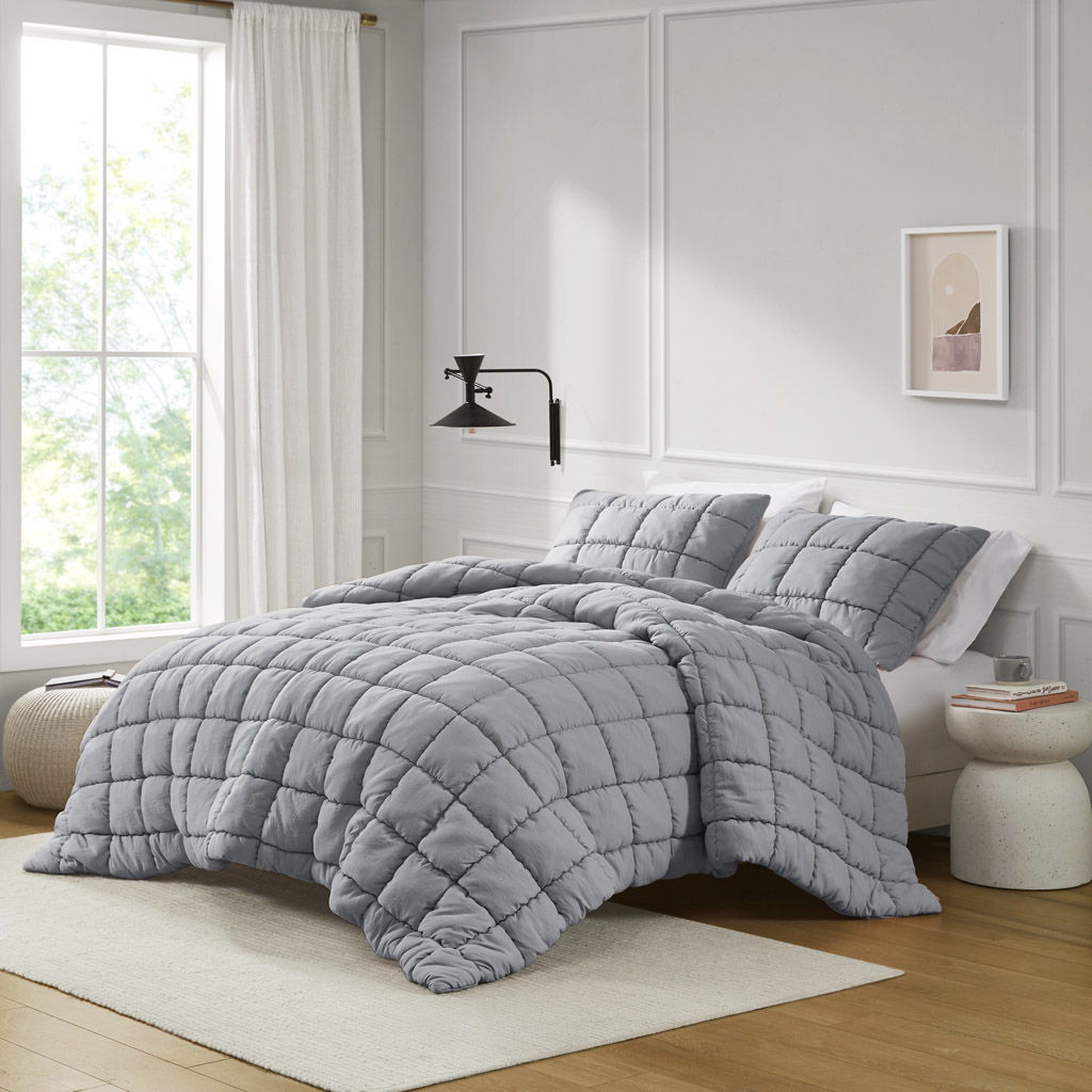 Dream Puff - Down Alternative Twin Comforter Set - Gray