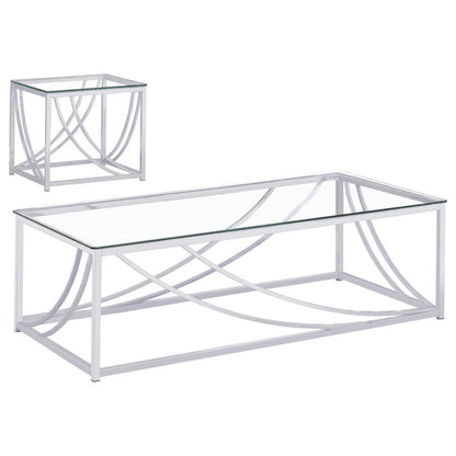 Lille - 2 Piece Glass Top Coffee And End Table Set - Chrome Coaster Fine Furniture