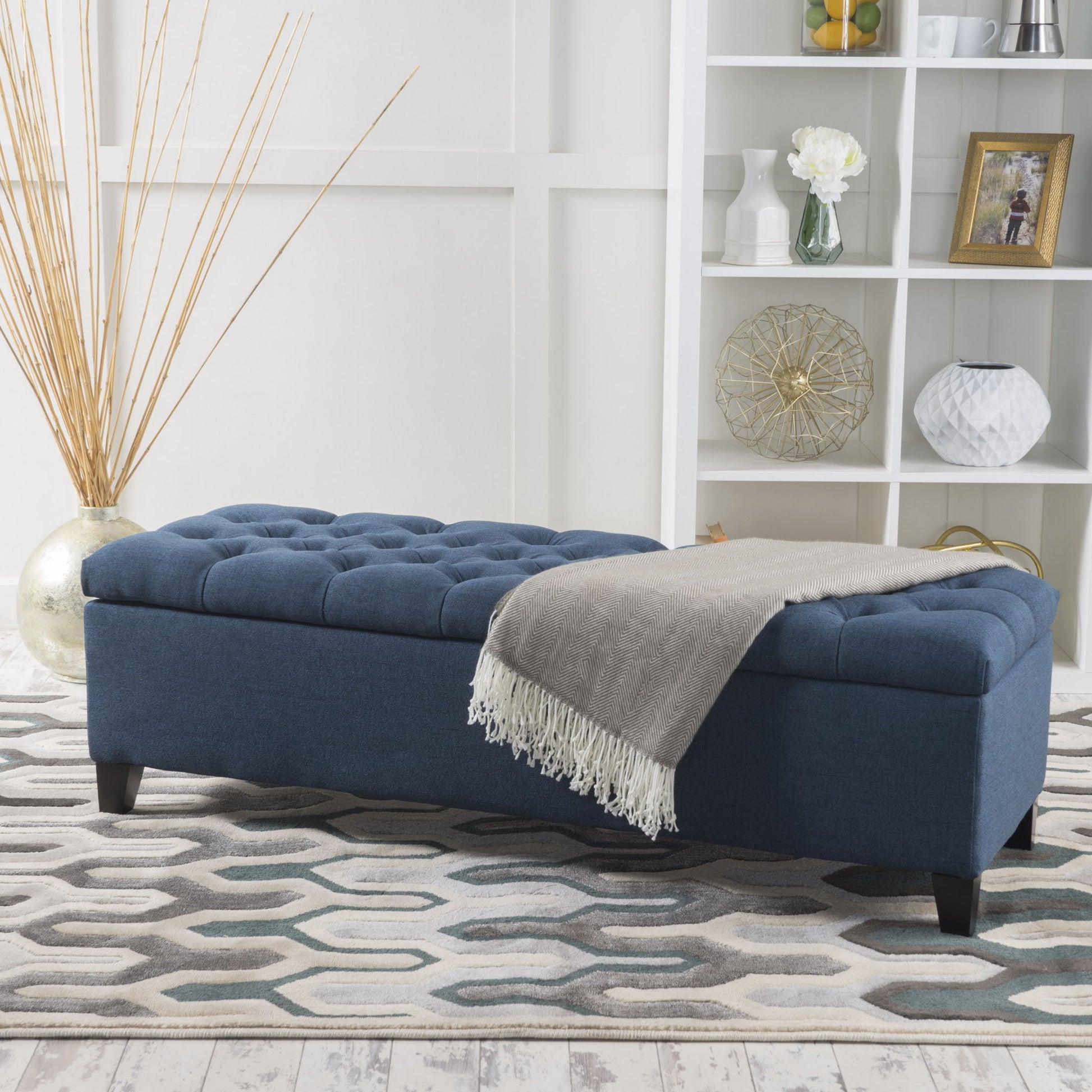 Glouster - Contemporary Storage Ottoman With Button Tufted Design Noble House