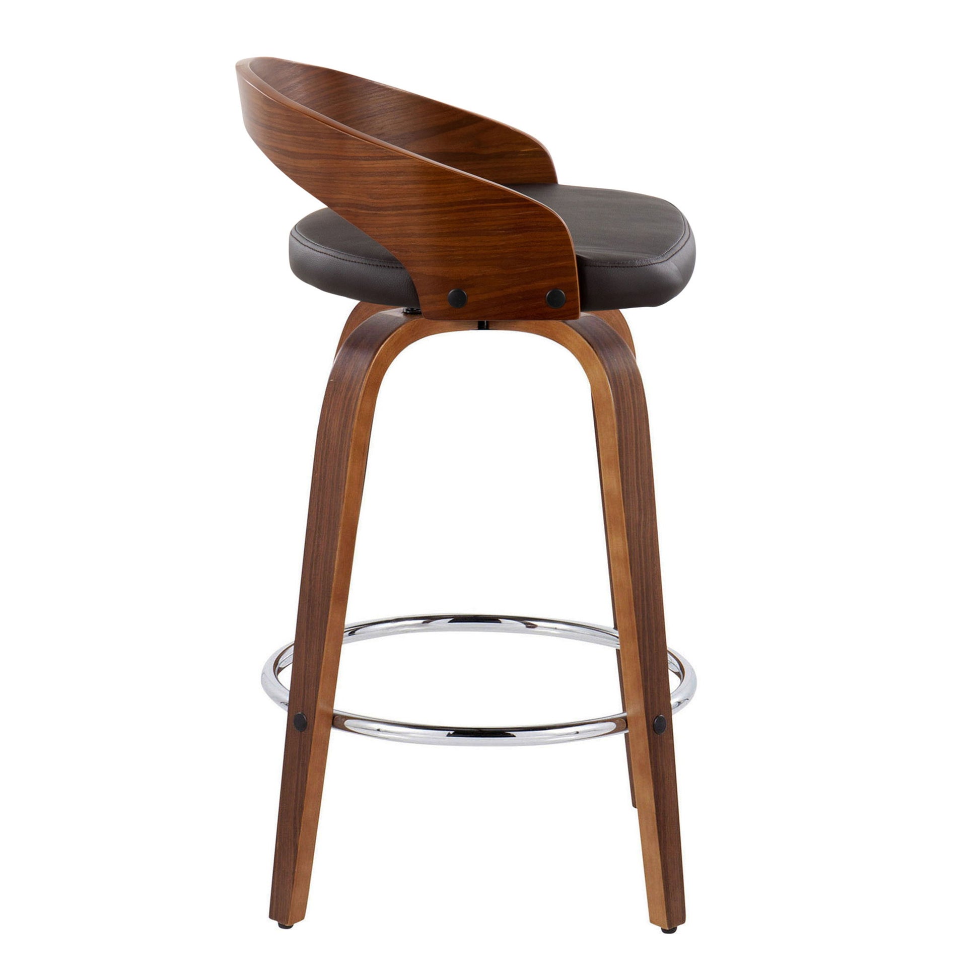 Grotto - Mid Century Modern Elegant Fixed Height Counter Stool With Swivel With Round Footrest (Set of 2) Lumi Source