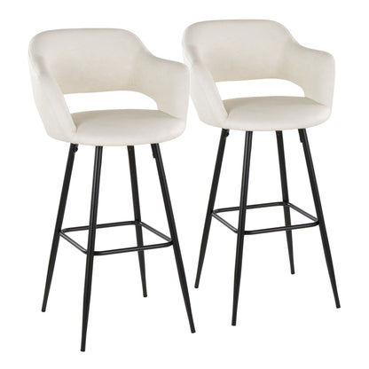 Margarite - Contemporary Fixed Height BarStool With Square Footrest (Set of 2) Lumi Source