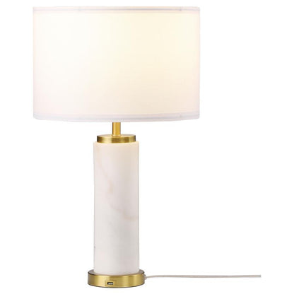 Lucius - Drum Shade Marble Body Table Lamp - White Coaster Fine Furniture