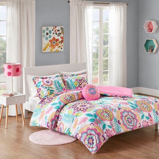 Camille - Floral Comforter Set - Pink Mi Zone
