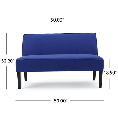 Contemporary Loveseat With Upholstered Fabric And Birch Wood Legs Noble House
