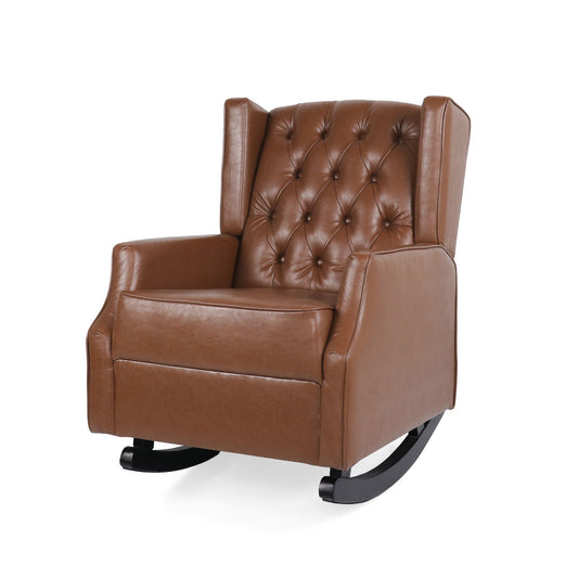 Moss - Upholstered Rocking Recliner With Diamond Tufting And Wingback - Light Brown Noble House