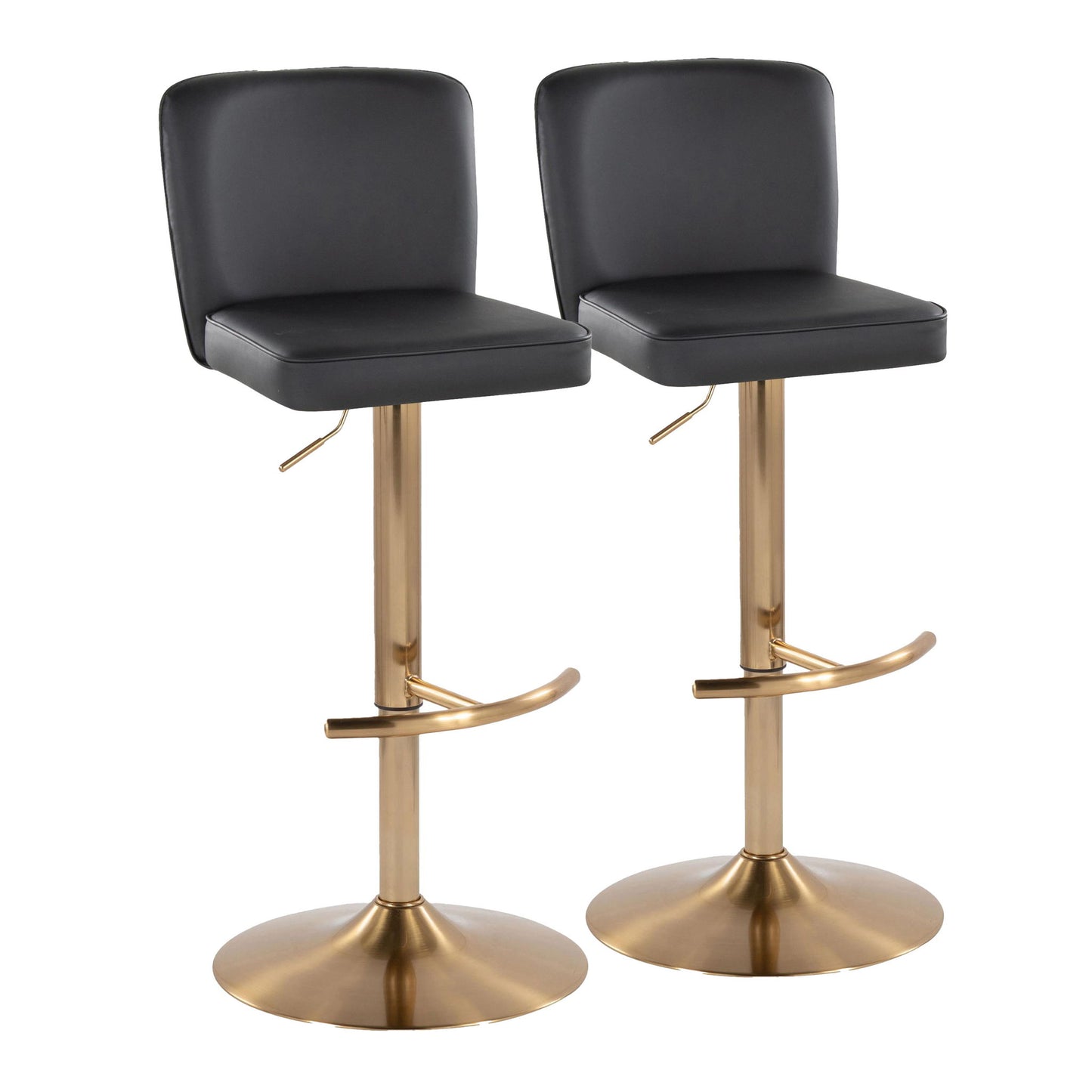 Henry - Contemporary Adjustable Barstool With Swivel With Rounded T Footrest (Set of 2) Lumi Source