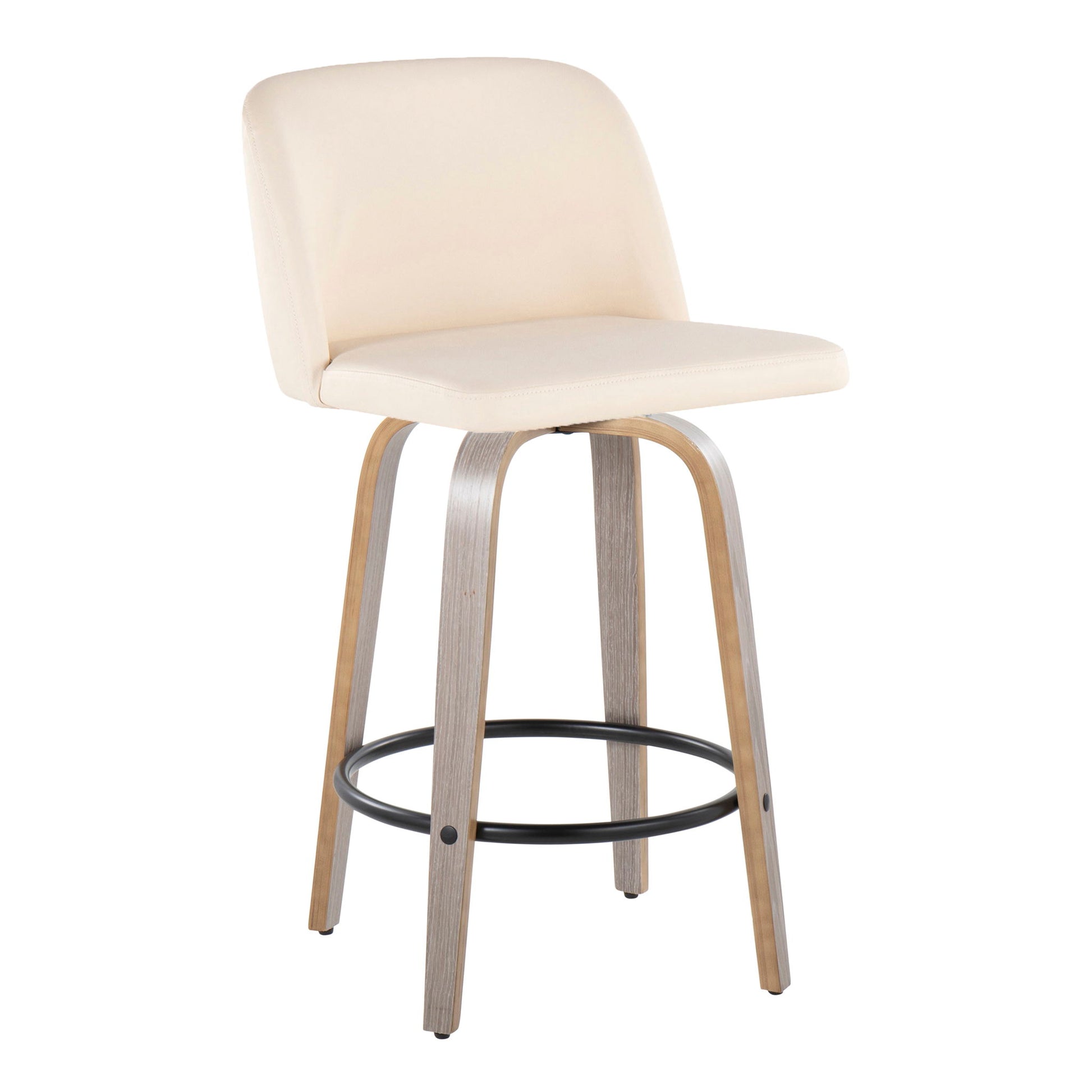 Toriano - Contemporary Fixed Height Counter Stool With Swivel & Round Footrest (Set of 2) Lumi Source