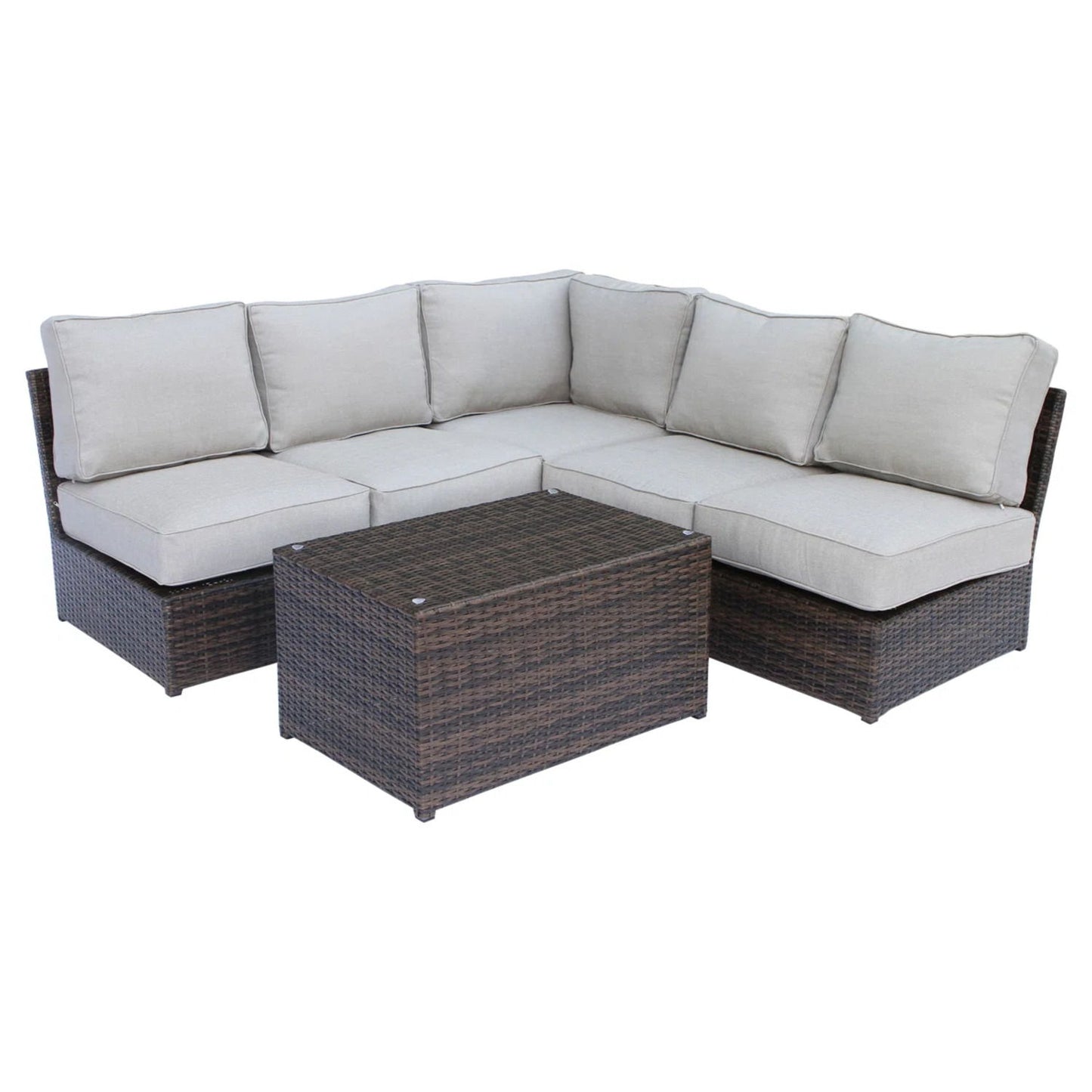 Comfortable Modern Patio Rattan Sectional Set With Cushions LSI Patio Furniture