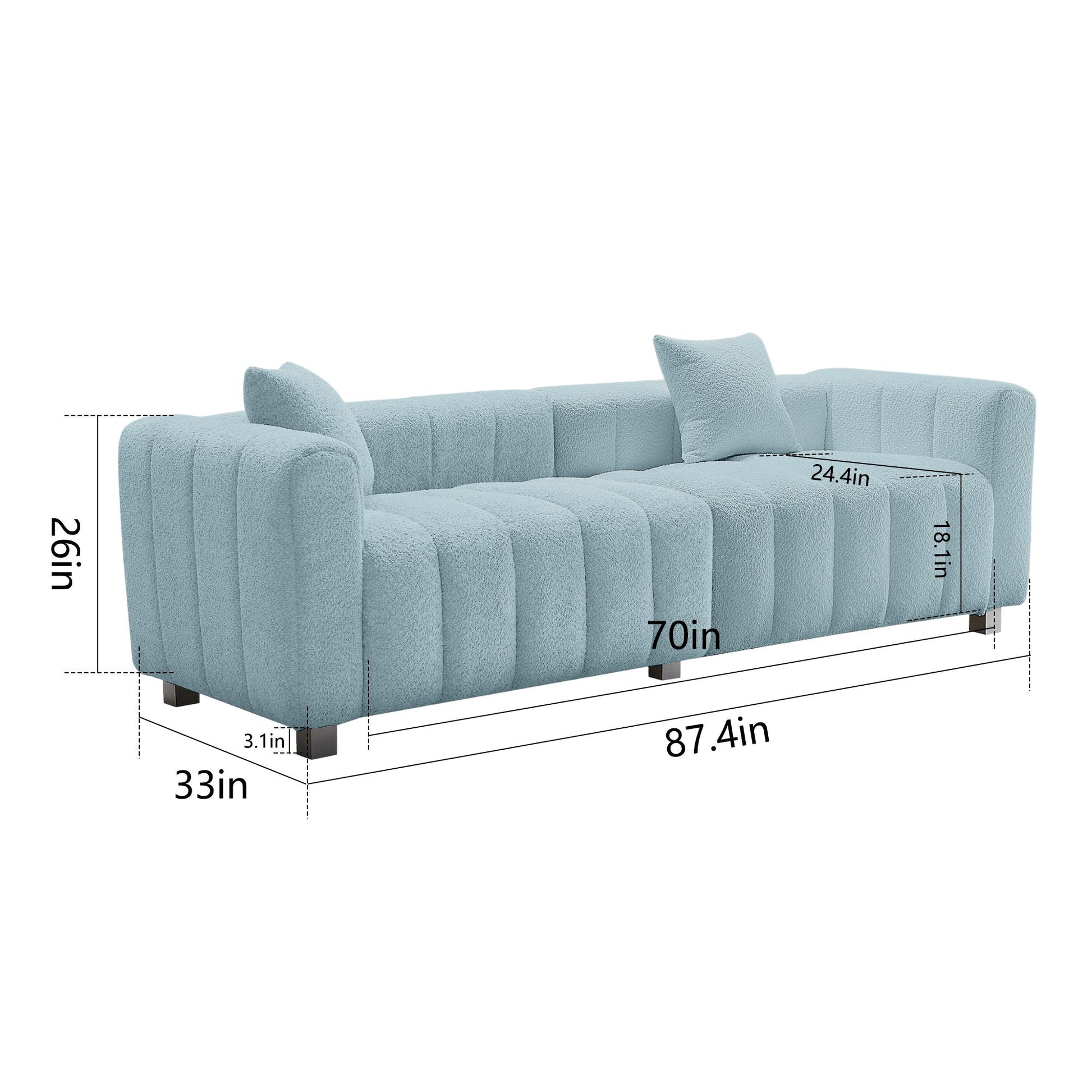 Modern 3 Seater Sofa With 2 Pillows Home Essentials
