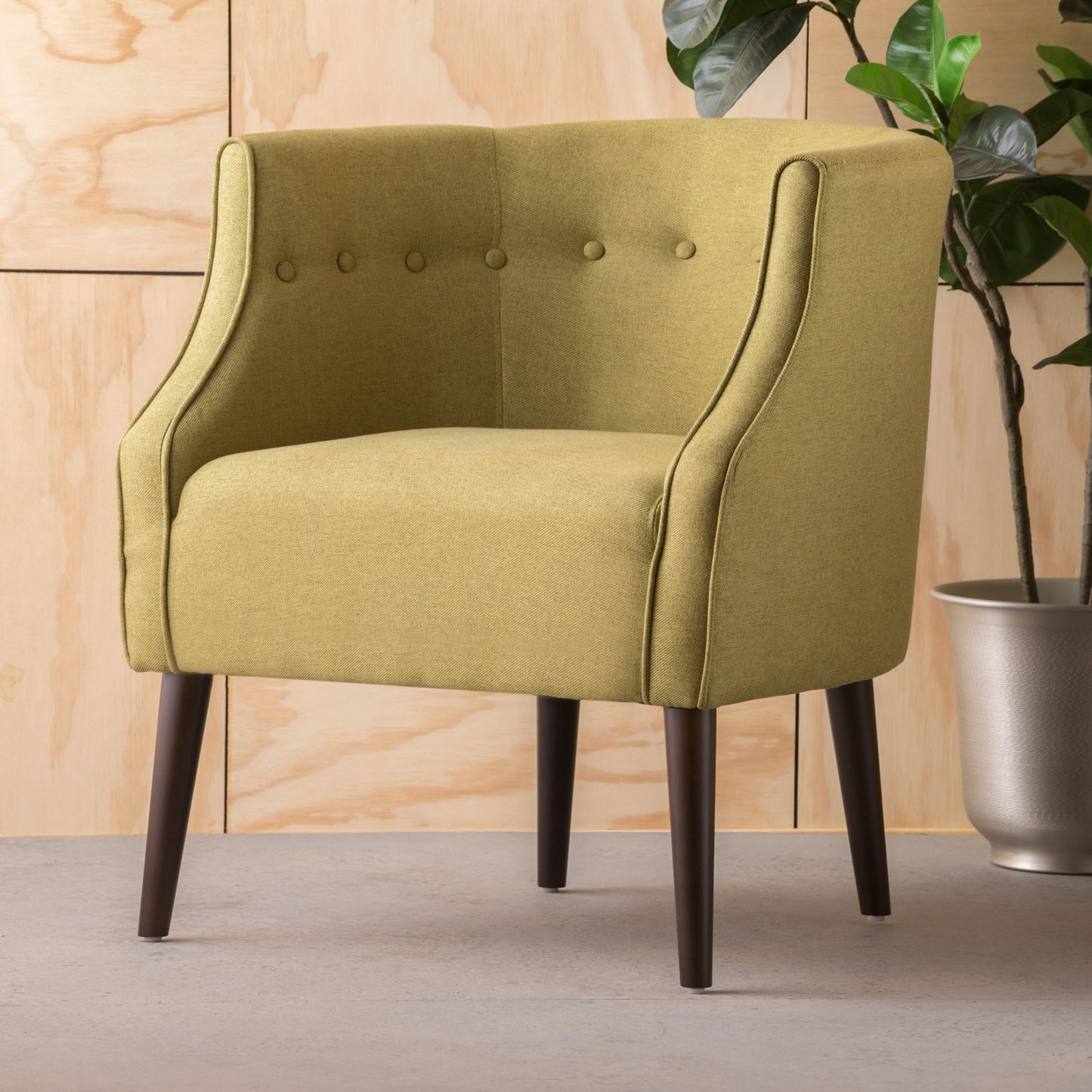 Contemporary Upholstered Club Chair With Button Tufting Noble House
