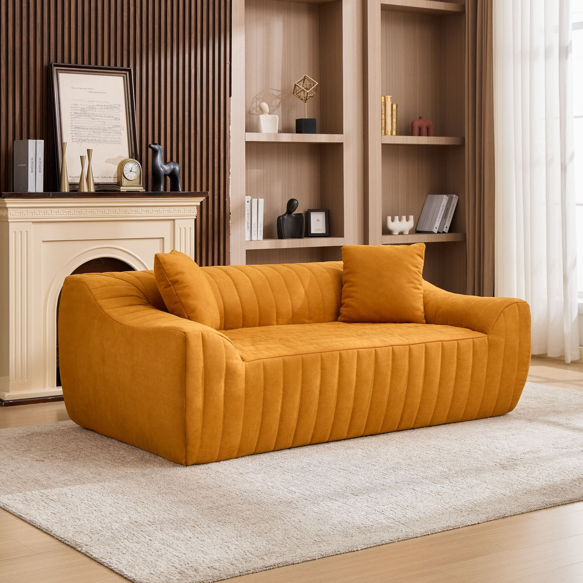 Oversized 2 Seater Loveseat With 2 Decor Throw Pillows, Deep Seat Sofa For Living Rooms Hearth and Haven