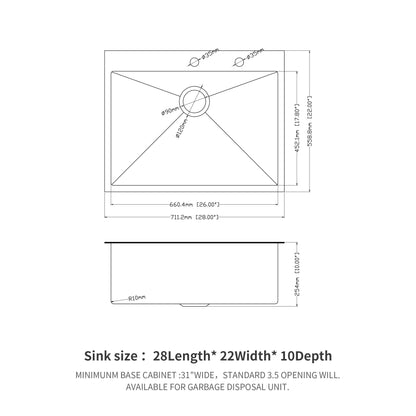 Topmount Kitchen Sink 16 Gauge, Single Bowl Daily Nest