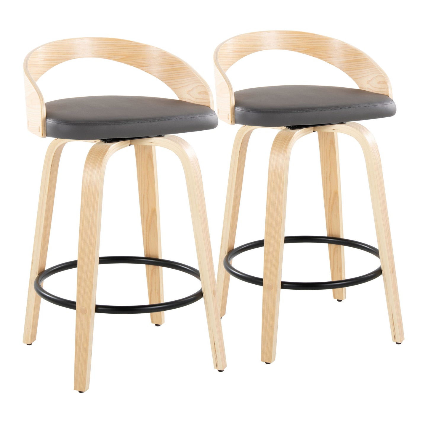Grotto - Mid-Century Modern Fixed Height Counter Stool Swivel &h Round Footrest Lumi Source