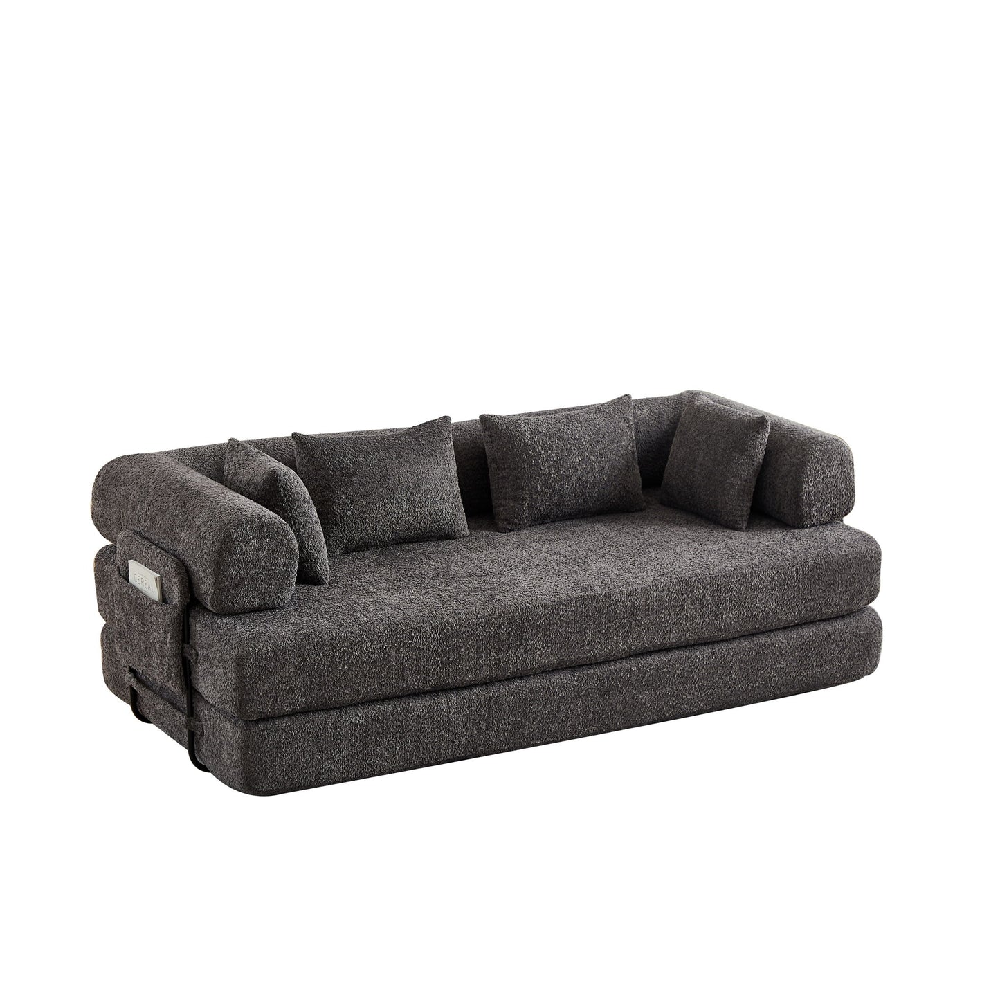 Convertible Sleeper Sofa Bed With Cylindrical Pillow Home Essentials