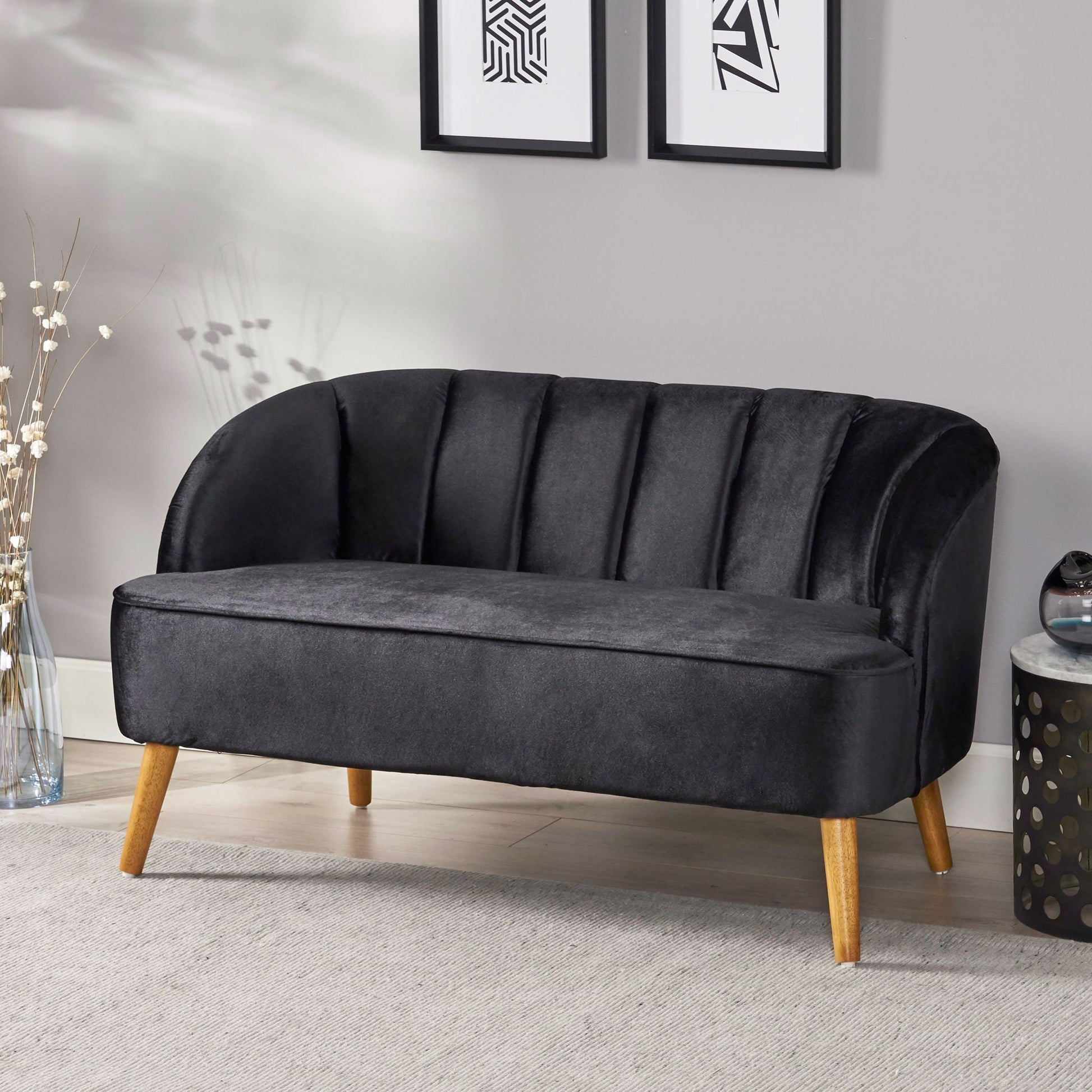 Modern Classic Shell Backed Loveseat Noble House
