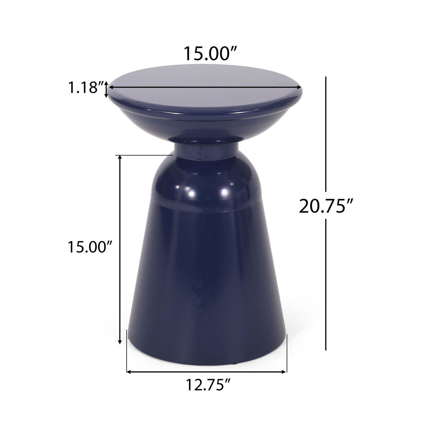 Outdoor Modern Metal End Large Table Noble House