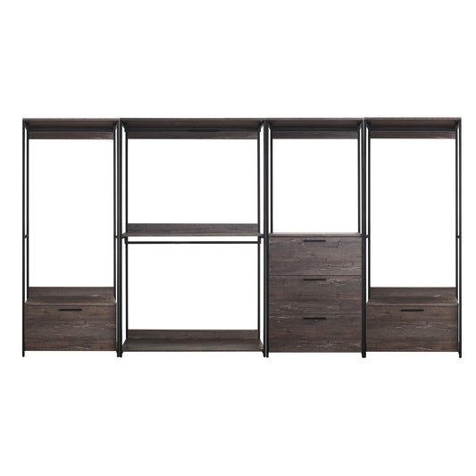 Monica - Wood Walk In Closet System With Modular Design Melamine - Rustic Home Essentials