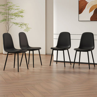 Modern Medieval Style Cushioned Side Chairs Set With Black Metal Legs For Kitchens Home Essentials