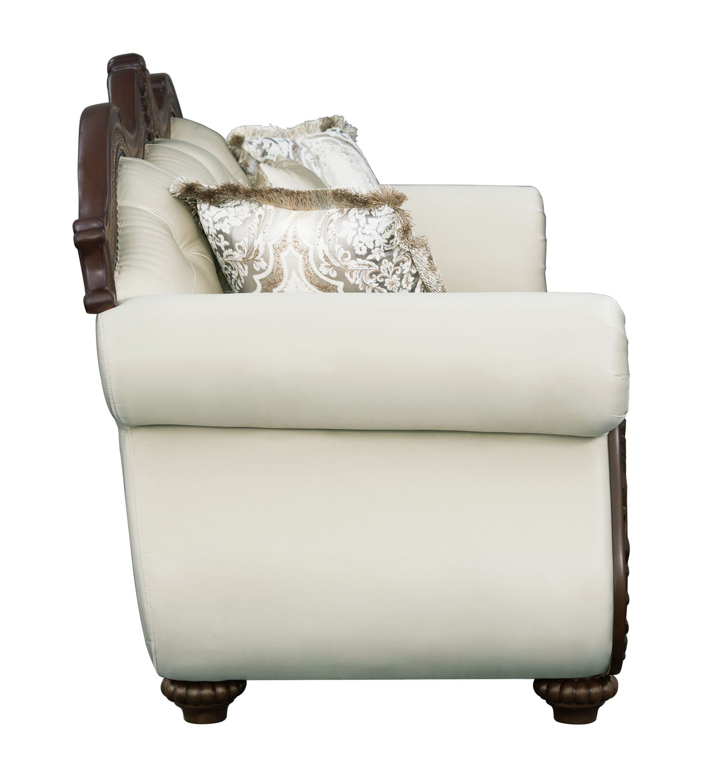 Pierce - Sofa With 5 Pillows - Beige / Cherry Acme