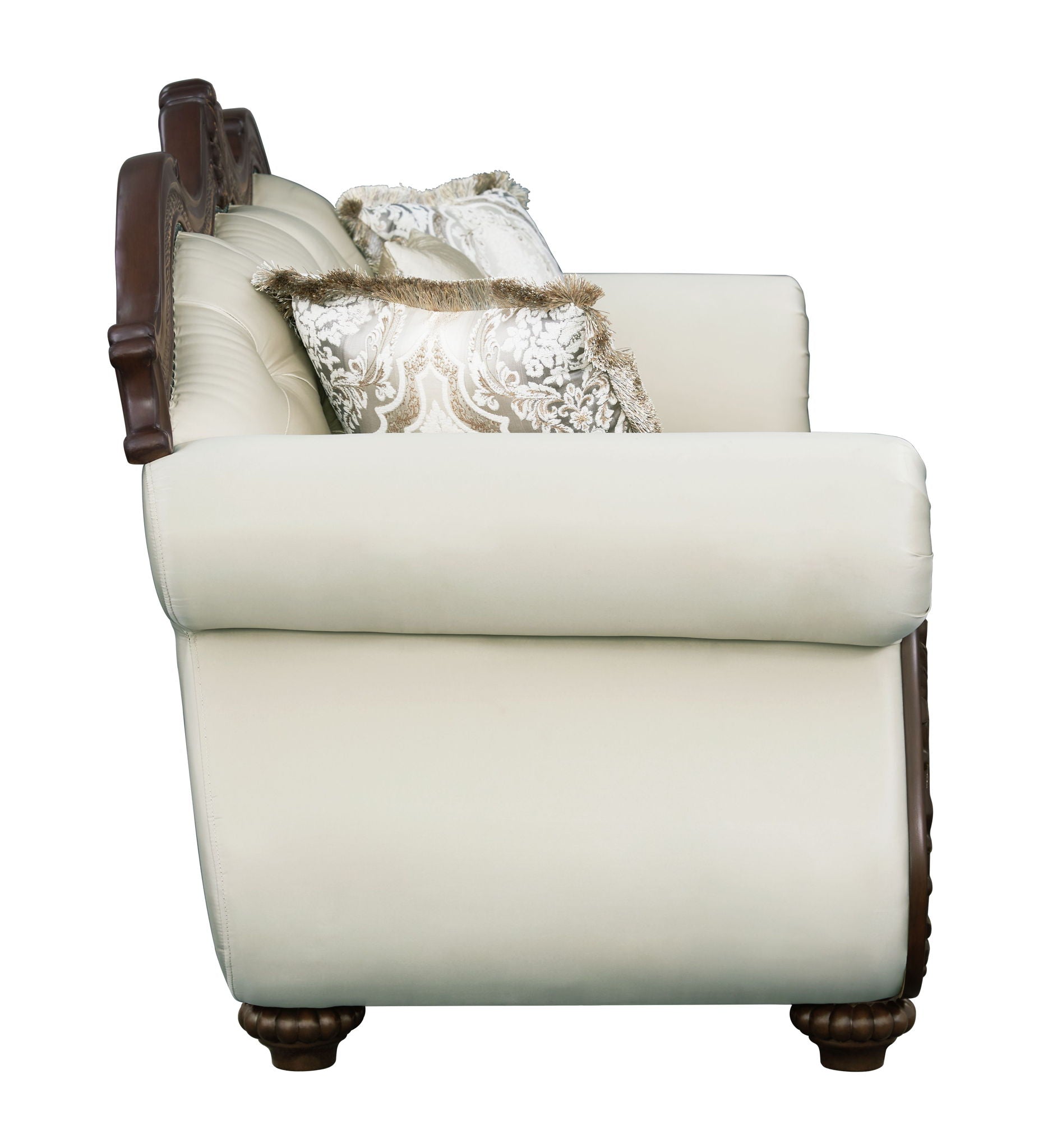 Pierce - Sofa With 5 Pillows - Beige / Cherry Acme