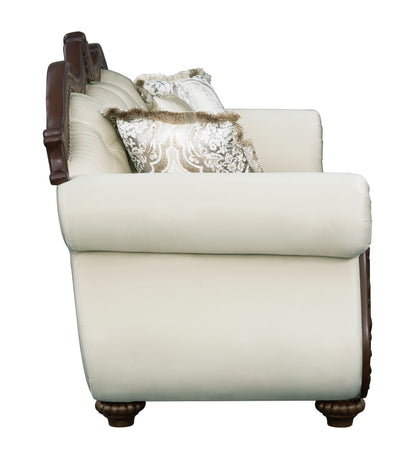 Pierce - Sofa With 5 Pillows - Beige / Cherry Acme