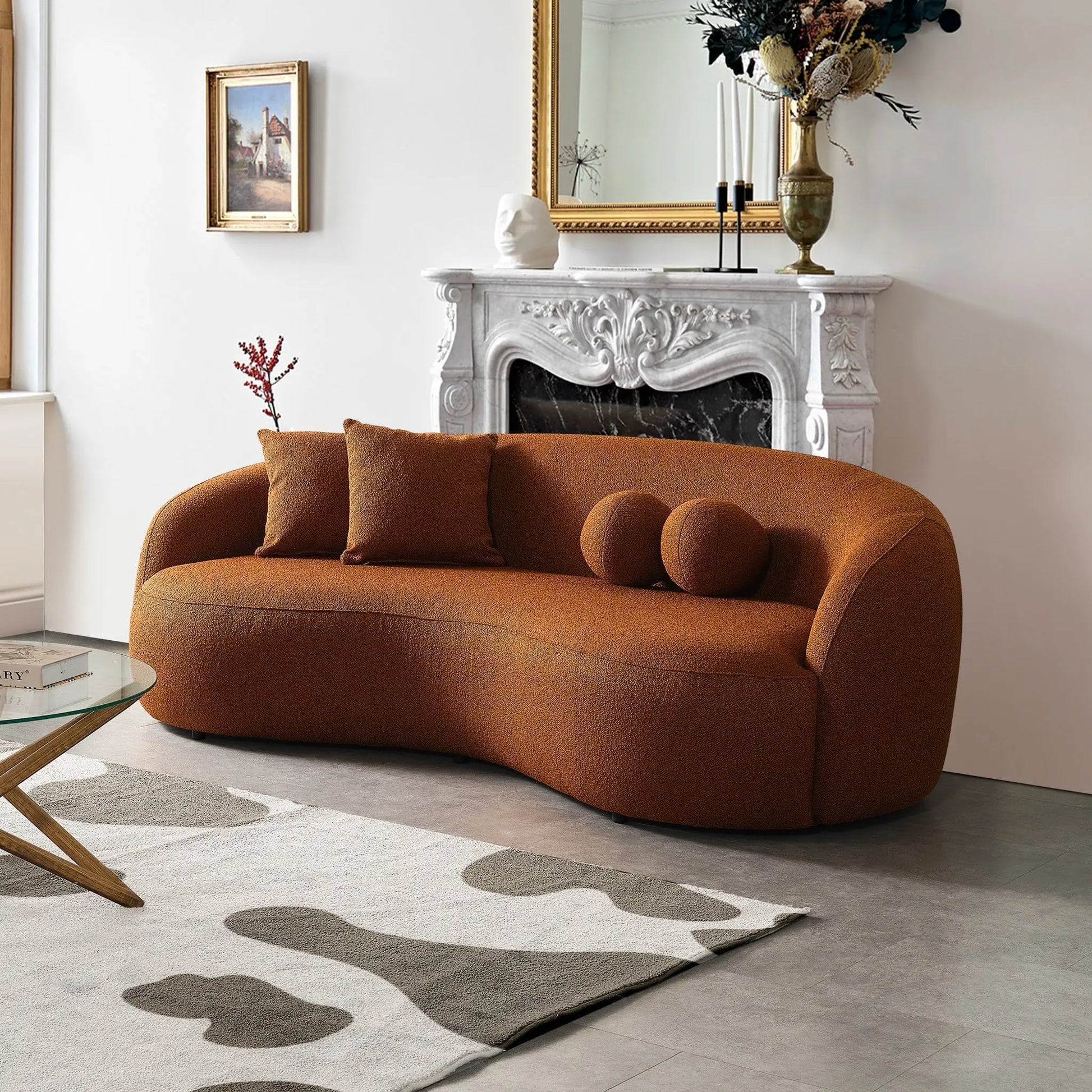 Drake - Japandi Style Curvy Boucle Sofa Ashcroft Furniture