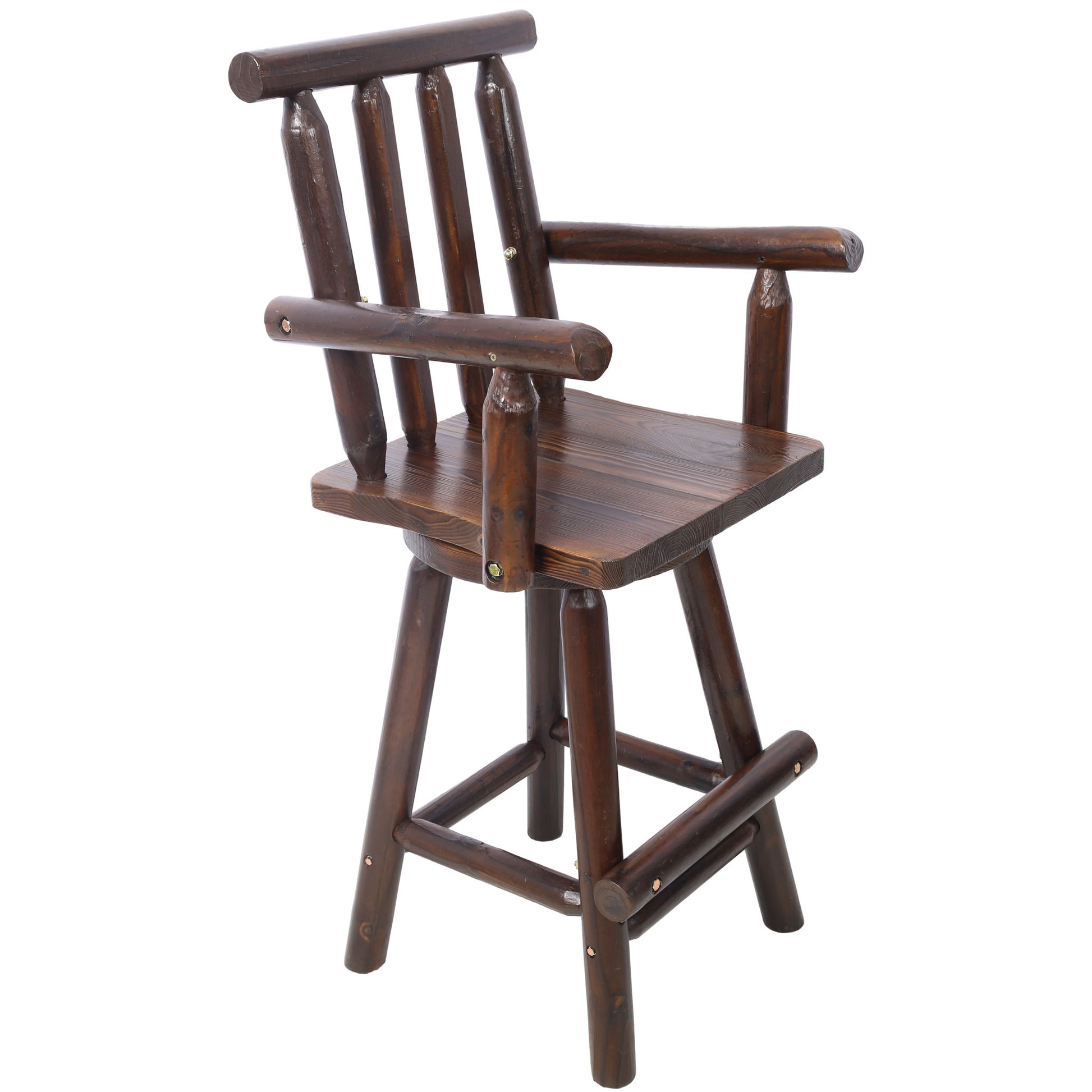 Rustic Bar Stool, Fir Wood Construction, Wide Armrest Home Essentials