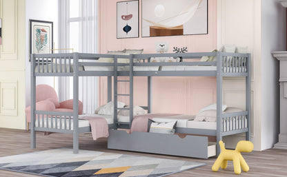 Twin L Shaped Bunk Bed With Drawers