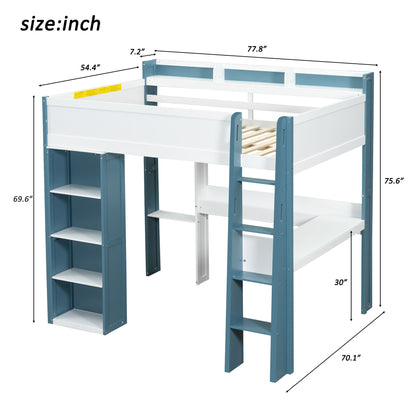 Loft Bed With Built In Storage Shelves, Clothes Rail, And Desk Hearth and Haven