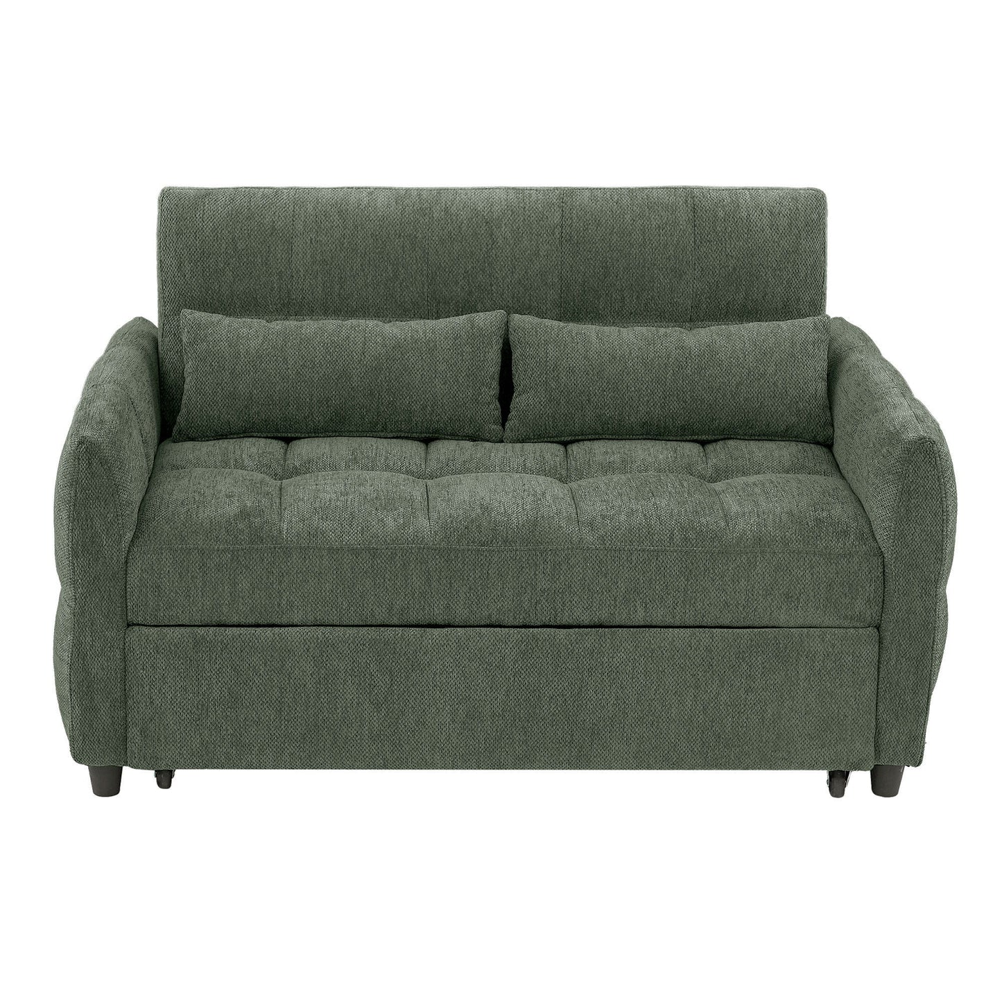 Loveseat Sofa Pull-Out Bed With Adjustable Backrest, 3 USB Ports And 2 Lumbar Pillows For Living Room Hearth and Haven